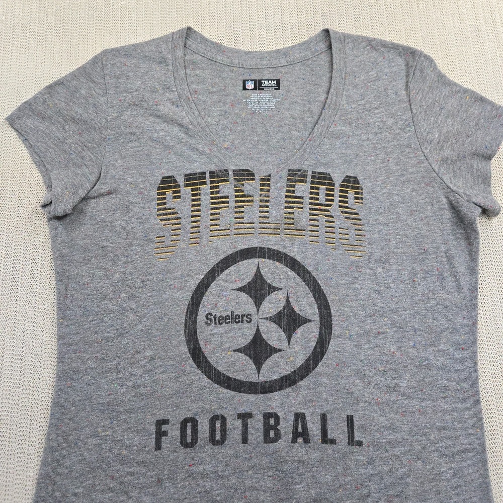 Pittsburgh‎ Steelers Shirt Womens XL Gray V-Neck NFL Football Team Apparel - Picture 3 of 8